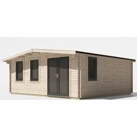 Power 18x20 Chalet Log Cabin, Doors to the Right - 44mm Logs