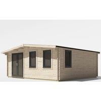Power 18x20 Chalet Log Cabin, Doors to the Left - 44mm Logs