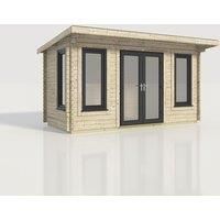 Power 16x8 Pent Log Cabin, Doors Central - 44mm Logs