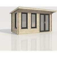 Power 16x8 Pent Log Cabin, Doors to the Right - 44mm Logs
