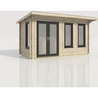 Power 16x8 Pent Log Cabin, Doors to the Left - 44mm Logs