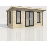 Power 18x8 Pent Log Cabin, Doors Central - 44mm Logs