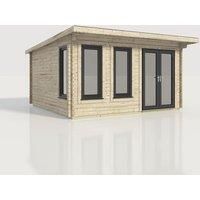 Power 16x16 Pent Log Cabin, Doors to the Right - 44mm Logs