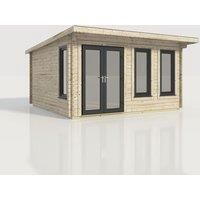 Power 16x16 Pent Log Cabin, Doors to the Left - 44mm Logs