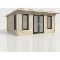 Power 18x16 Pent Log Cabin, Doors Central - 44mm Logs