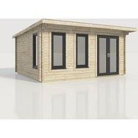 Power 18x16 Pent Log Cabin, Doors to the Right - 44mm Logs