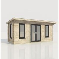 Power 20x8 Pent Log Cabin, Doors Central - 44mm Logs