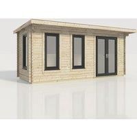 Power 20x8 Pent Log Cabin, Doors to the Right - 44mm Logs