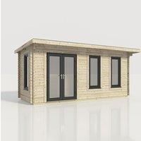 Power 20x8 Pent Log Cabin, Doors to the Left - 44mm Logs