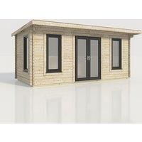 Power 20x10 Pent Log Cabin, Doors Central - 44mm Logs