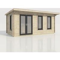 Power 20x10 Pent Log Cabin, Doors to the Left - 44mm Logs
