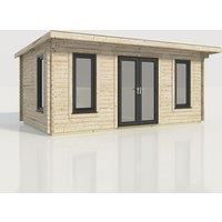Power 20x12 Pent Log Cabin, Doors Central - 44mm Logs