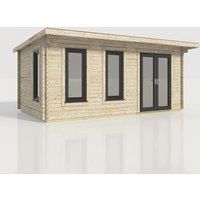 Power 20x12 Pent Log Cabin, Doors to the Right - 44mm Logs