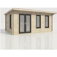 Power 20x12 Pent Log Cabin, Doors to the Left - 44mm Logs