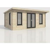Power 20x14 Pent Log Cabin, Doors Central - 44mm Logs