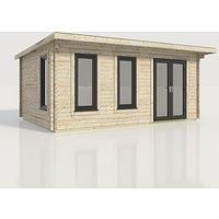 Power 20x14 Pent Log Cabin, Doors to the Right - 44mm Logs