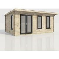 Power 20x14 Pent Log Cabin, Doors to the Left - 44mm Logs