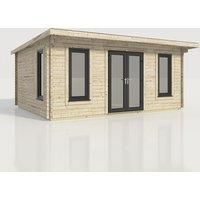 Power 20x16 Pent Log Cabin, Doors Central - 44mm Logs