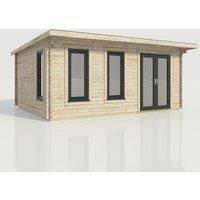Power 20x16 Pent Log Cabin, Doors to the Right - 44mm Logs