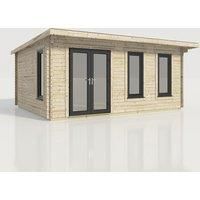 Power 20x16 Pent Log Cabin, Doors to the Left - 44mm Logs