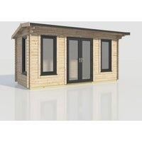 Power 18x8 Apex Log Cabin, Doors Central - 44mm Logs