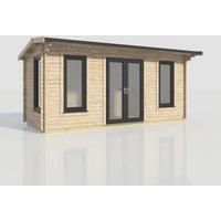 Power 20x8 Apex Log Cabin, Doors Central - 44mm Logs