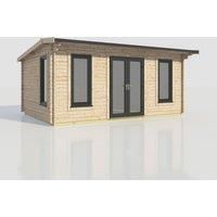 Power 20x14 Apex Log Cabin, Doors Central - 44mm Logs