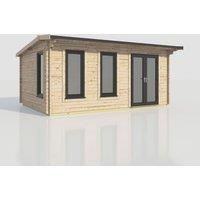 Power 20x14 Apex Log Cabin, Doors to the Right - 44mm Logs