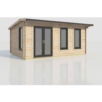 Power 20x14 Apex Log Cabin, Doors to the Left - 44mm Logs
