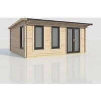 Power 20x16 Apex Log Cabin, Doors to the Right - 44mm Logs