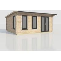 Power 20x18 Apex Log Cabin, Doors to the Right - 44mm Logs
