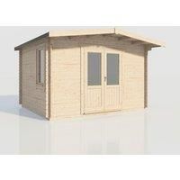 Power 12x14 Chalet Log Cabin, Doors Central - 28mm Logs