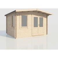 Power 12x14 Chalet Log Cabin, Doors to the Right - 28mm Logs