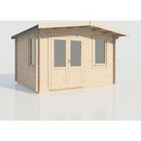 Power 12x14 Chalet Log Cabin, Doors to the Left - 28mm Logs