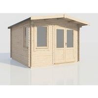 Power 14x12 Chalet Log Cabin, Doors to the Right - 28mm Logs