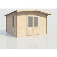 Power 14x14 Chalet Log Cabin, Doors Central - 28mm Logs