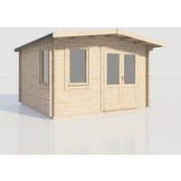 Power 14x14 Chalet Log Cabin, Doors to the Right - 28mm Logs