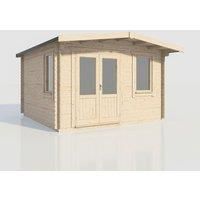 Power 14x14 Chalet Log Cabin, Doors to the Left - 28mm Logs