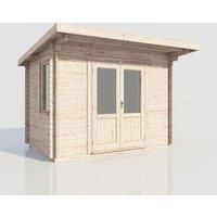 Power 12x8 Pent Log Cabin, Doors Central - 28mm Logs