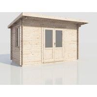 Power 14x8 Pent Log Cabin, Doors Central - 28mm Logs