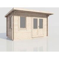 Power 14x8 Pent Log Cabin, Doors to the Right - 28mm Logs