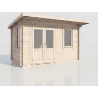 Power 14x8 Pent Log Cabin, Doors to the Left - 28mm Logs