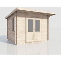 Power 12x10 Pent Log Cabin, Doors Central - 28mm Logs