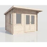 Power 12x10 Pent Log Cabin, Doors to the Right - 28mm Logs