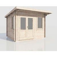 Power 12x10 Pent Log Cabin, Doors to the Left - 28mm Logs