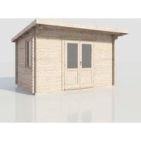 Power 14x10 Pent Log Cabin, Doors Central - 28mm Logs
