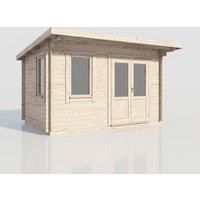 Power 14x10 Pent Log Cabin, Doors to the Right - 28mm Logs