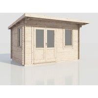 Power 14x10 Pent Log Cabin, Doors to the Left - 28mm Logs