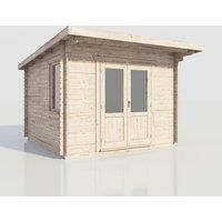 Power 12x12 Pent Log Cabin, Doors Central - 28mm Logs