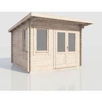 Power 12x12 Pent Log Cabin, Doors to the Right - 28mm Logs